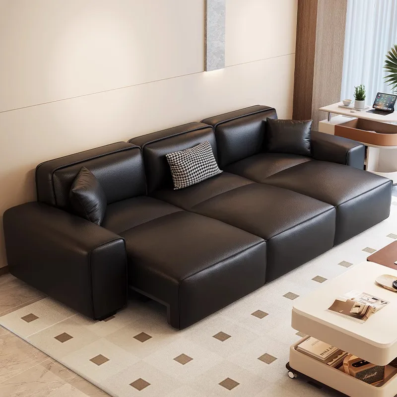 โซฟาห้องนั่งเล่นสีดำคลาสสิก สไตล์มินิมอลยุโรป นอร์ดิก โซฟาพัฟห้องนั่งเล่น โซฟาพักผ่อนทันสมัย เฟอร์นิเจอร์สำหรับบ้าน