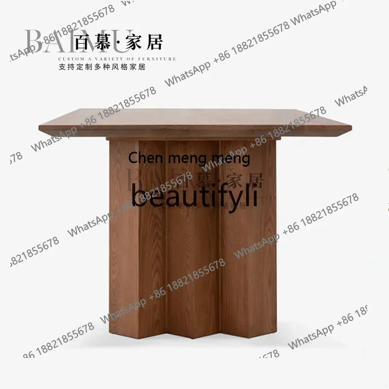 New arrive Wabi Sandy Wind Solid Wood Rectangle Dining Table Medieval Homestay Restaurant Work Conference Table