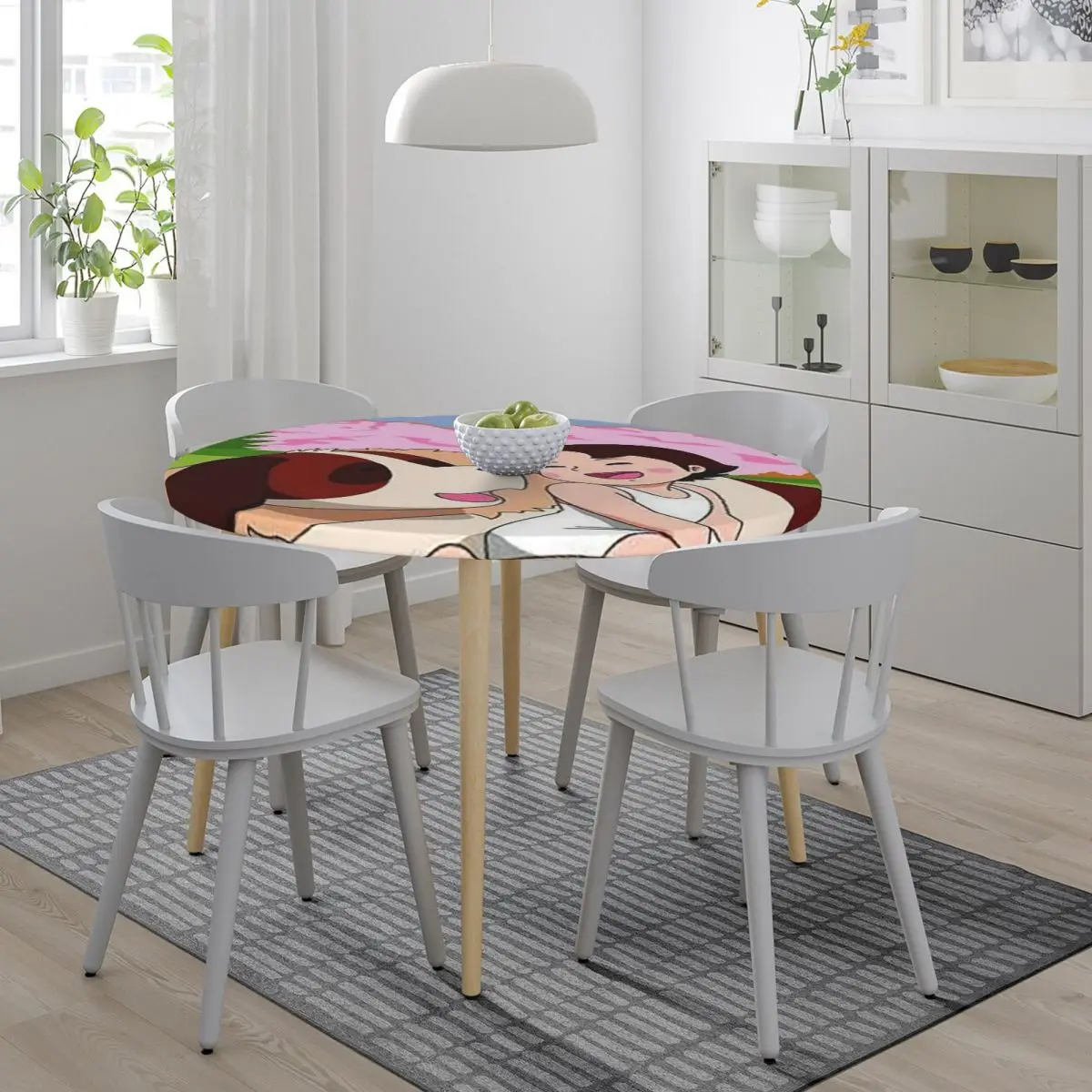 Anime Heidi Girl Of The Alps Peter Grandpa Waterproof Round Tablecloth Table Cloth for Kitchen Events Dining Table Cover