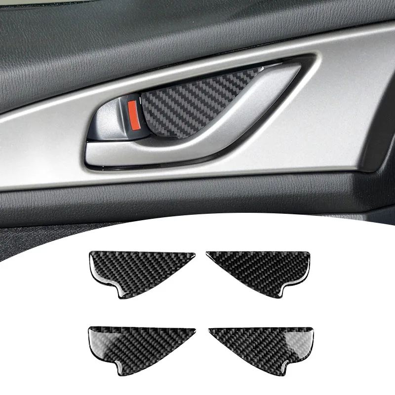 Garniture de couverture de panneau de bol de poignée de porte intérieure en Fiber de carbone pour Mazda 2 3 6 Demio CX-3 CX-5 CX-9 CX-7 MX5 2017 2018 2019