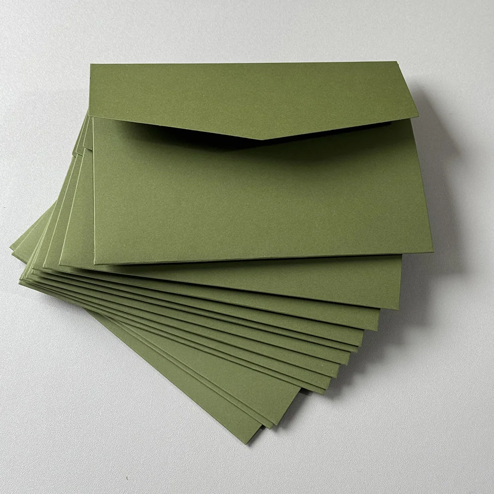 25pcs Blank Pocketfold Card Invitation DIY wedding paper envelope，Matcha Green