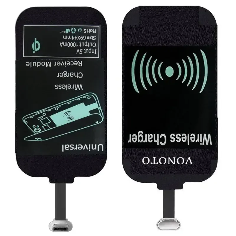 Receptor de carregamento sem fio qi leve para samsung huawei xiaomi universal micro usb tipo c adaptador de carregador sem fio rápido