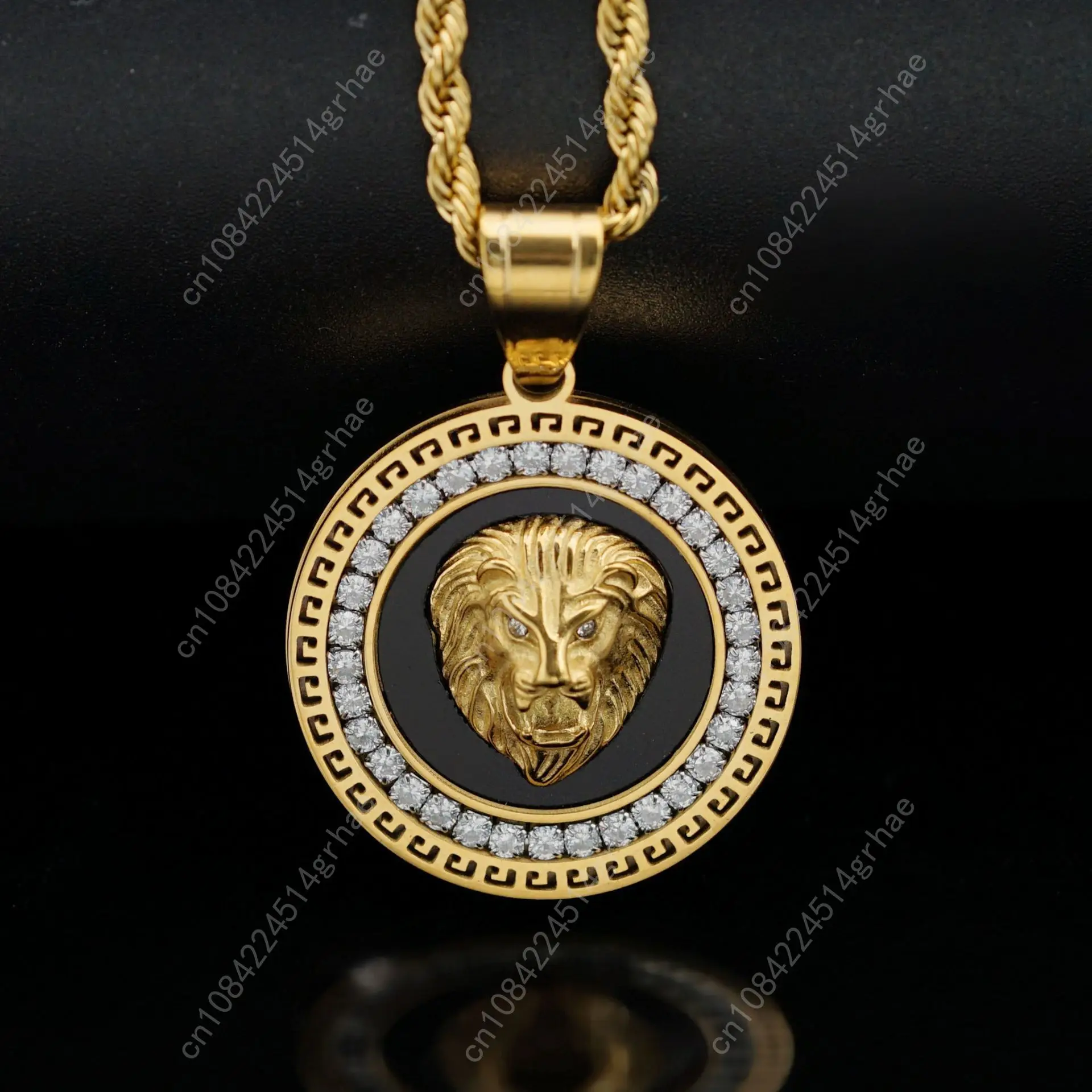 Hip Hop Gold Color Plated Iced Out Micro Pave Cubic Zircon Lion Head Pendant Necklace Charm For Men Jewelry Gifts