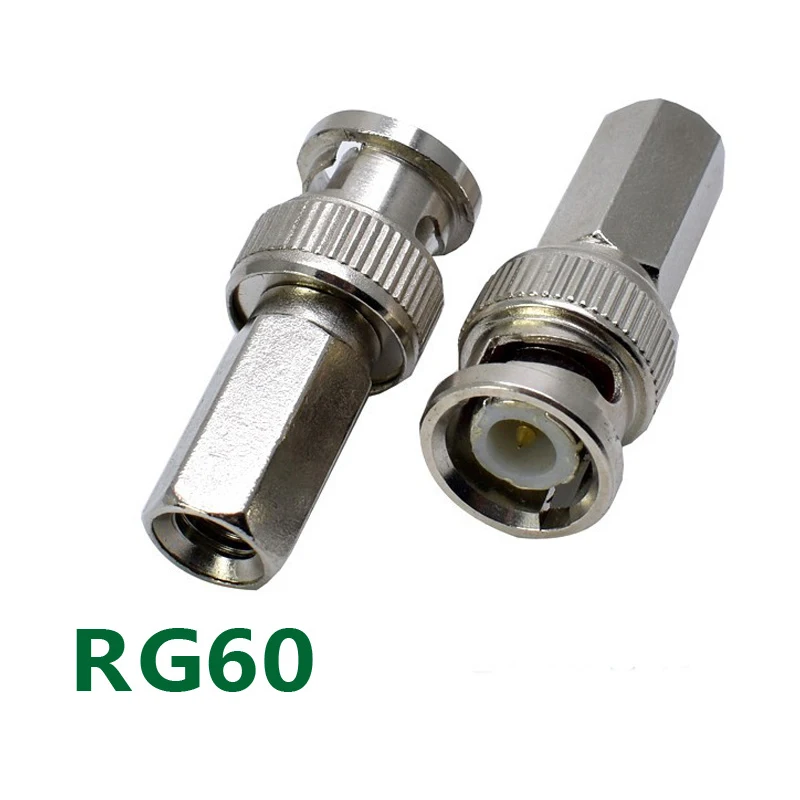 2PCS Q9 BNC Male Plug Twist-on Connector RG59/RG6 Coax Cable Hexagonal Internal Thread Adapter for CCTV Cameras NEW