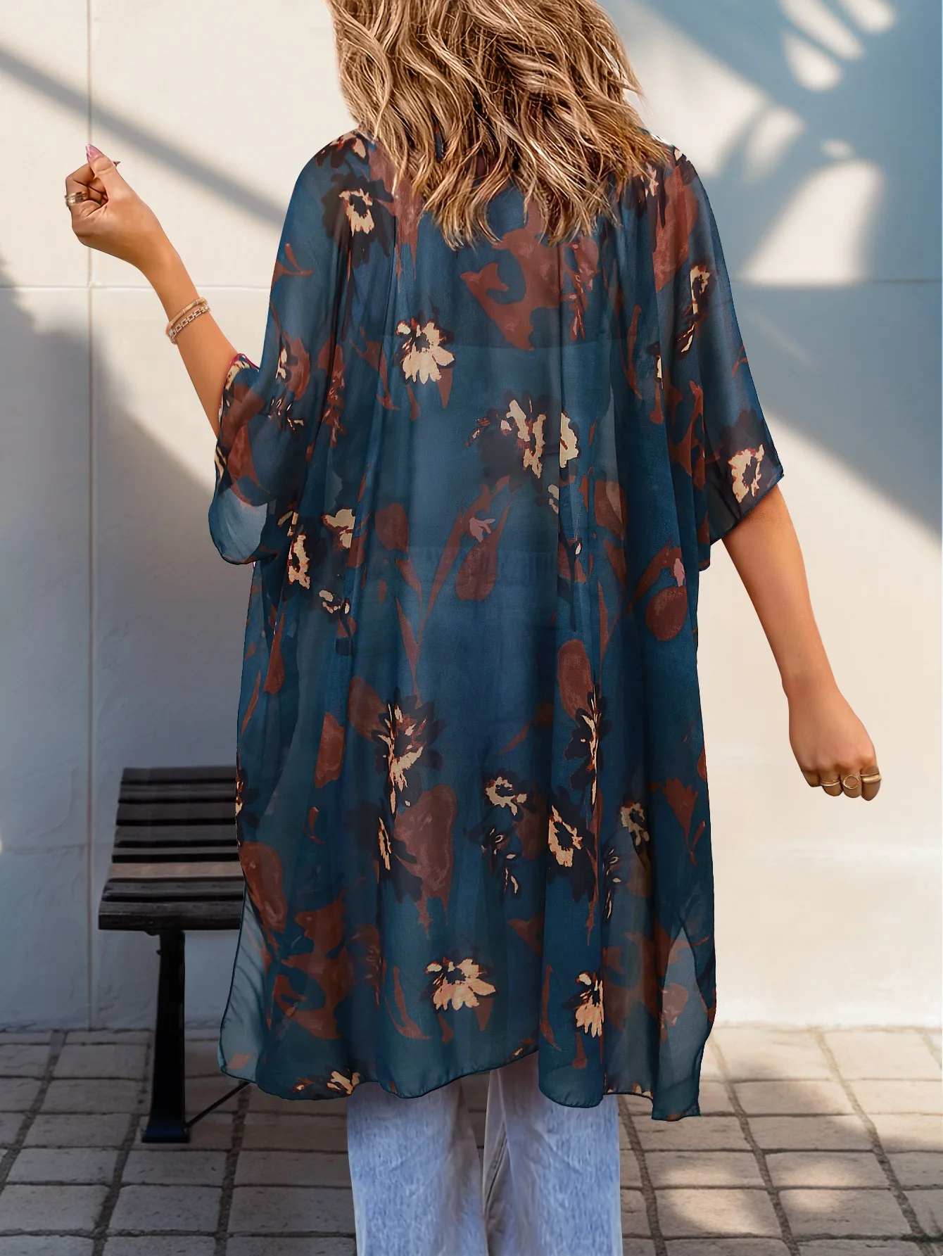Encubrimiento informal de verano para vacaciones en la playa estilo bohemio de talla grande para mujer