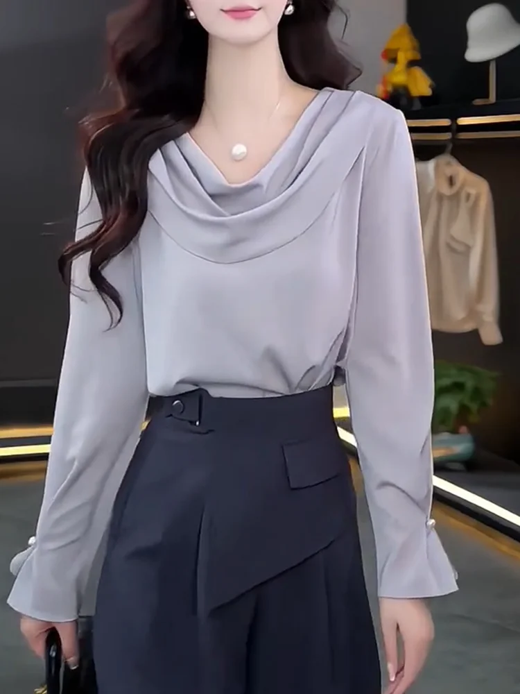 

Повседневная свободная рубашка больших размеров, осенняя новинка, универсальный топ во французском стиле, подходящий для любого типа фигуры