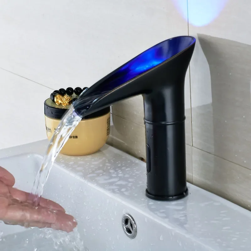 

Vidric LED Light Bathroom Kitchen Faucet Temperature Sensor Control Basin Mixer Taps Oil Rubbed Bronze Finished