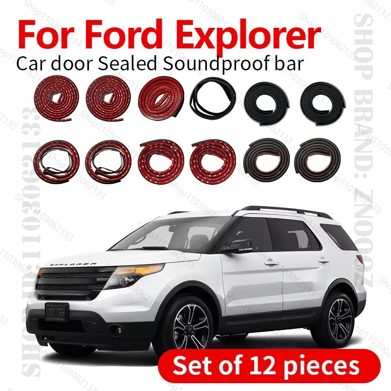 For 1990-2025 Ford Explorer Car Door Seal Strip Rubber Double Layer Sealing Protector Soundproof Dustproof Seal Strip 12PCS Set