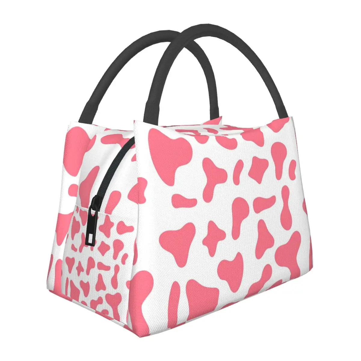 Strawberry Cow Pink Pattern Lunch Bags Insulated Bento Box Waterproof Lunch Tote Picnic Bags Thermal Bag for Woman Girl Travel