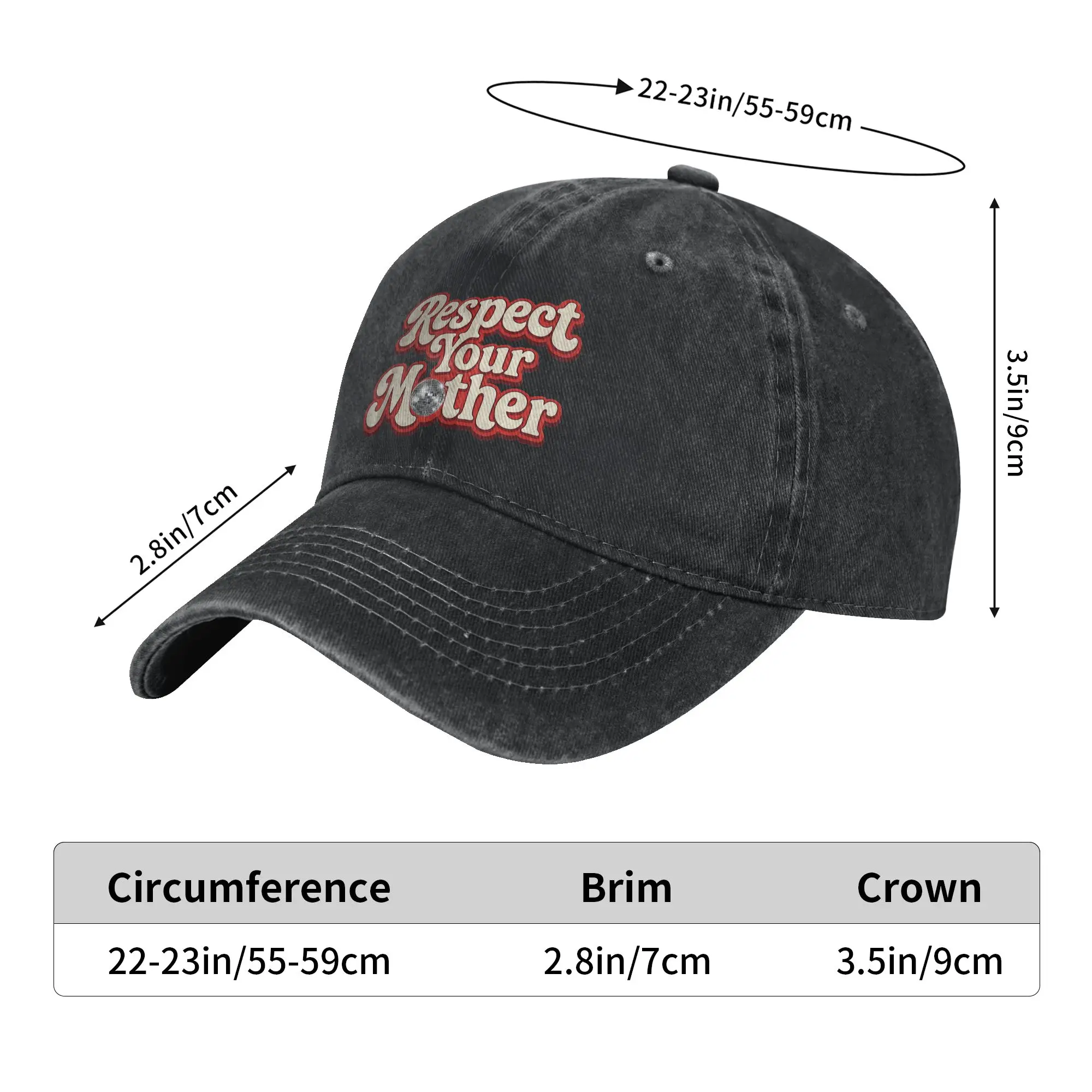 Respect Your Mother Retro Inspired Quote Groovy Disco Ball Casual Baseball Cap Summer  Trucker Hat High Quality Snapback Cap