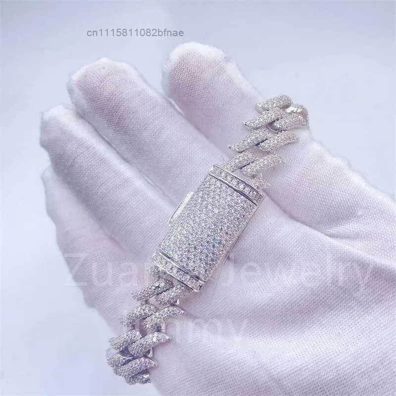 16mm Width Vvs Moissanite Diamond Hiphop Men Bling Bracelets.，