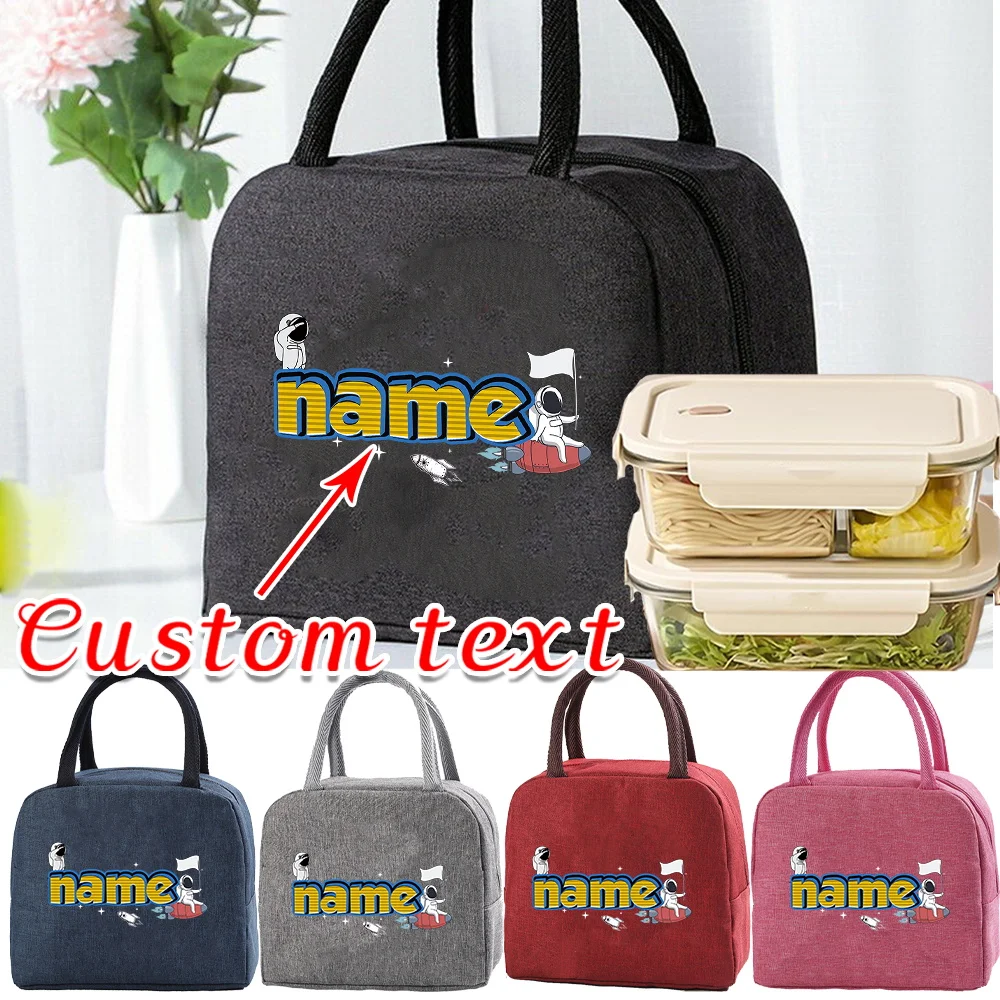 

Personalized Customization Name Portable Lunch Bag Multi Functional School Lunch Box Bag Picnic Food Bag Cartoon Pattern