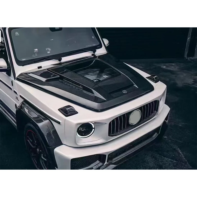 

Car Parts B Style Dry Carbon Fiber Front Hood Scoop G Class Bonnet s For Mercedes Benz W463 W464 G63 G500 Engine