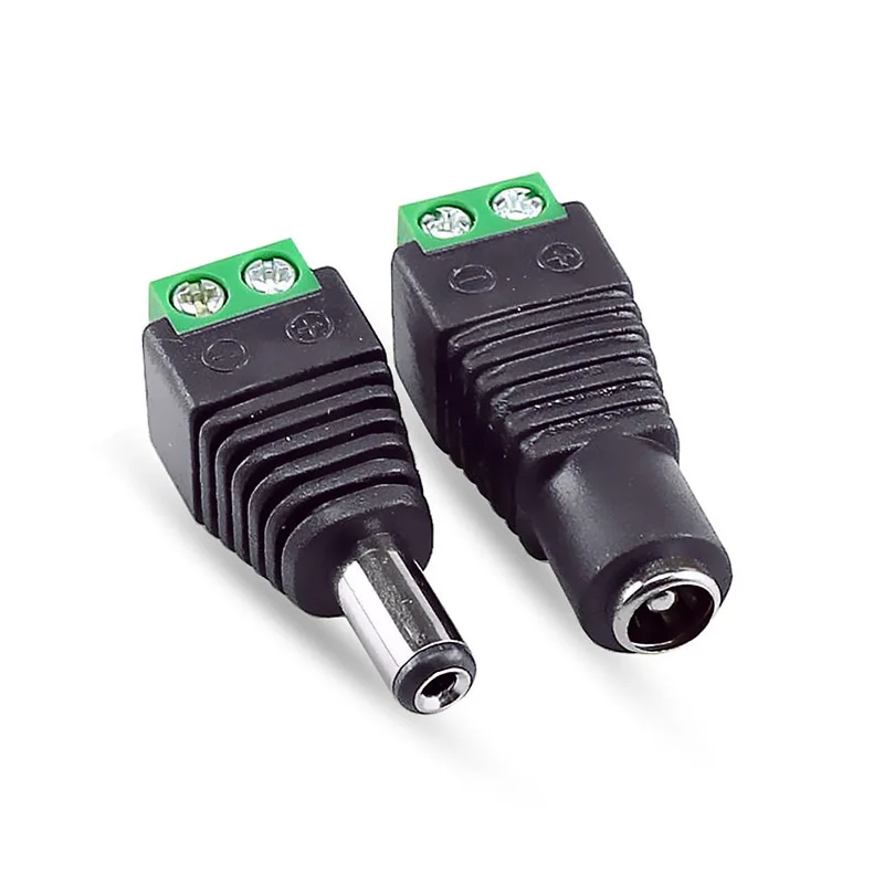 Male Female DC Connector 2.1mm X 5.5mm Power Plug Adapter for CCTV Cameras LED Strip Light a7