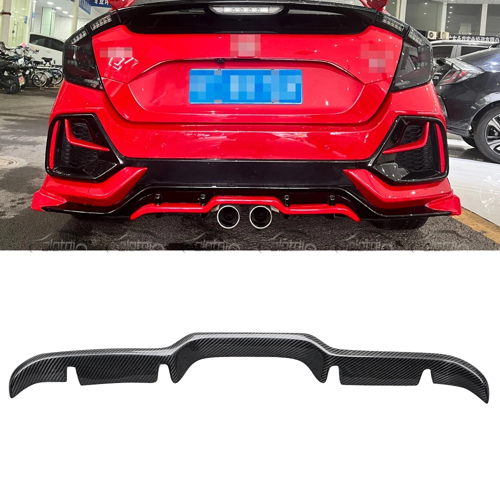 Real Carbon Rear Diffuser Bumper Lip Fins Spoiler Splitter B Style Diffuser For Honda Civic 10th FK7 Hatchback 2017-2021