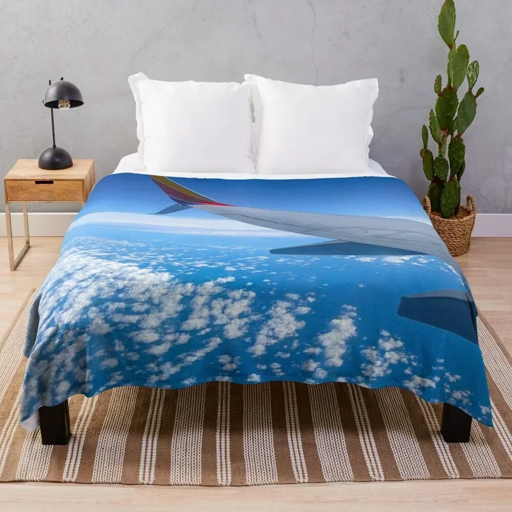 

Plane View of the Blue Sky Throw Blanket Cozy Light Blanket for Travel Camping Picnic