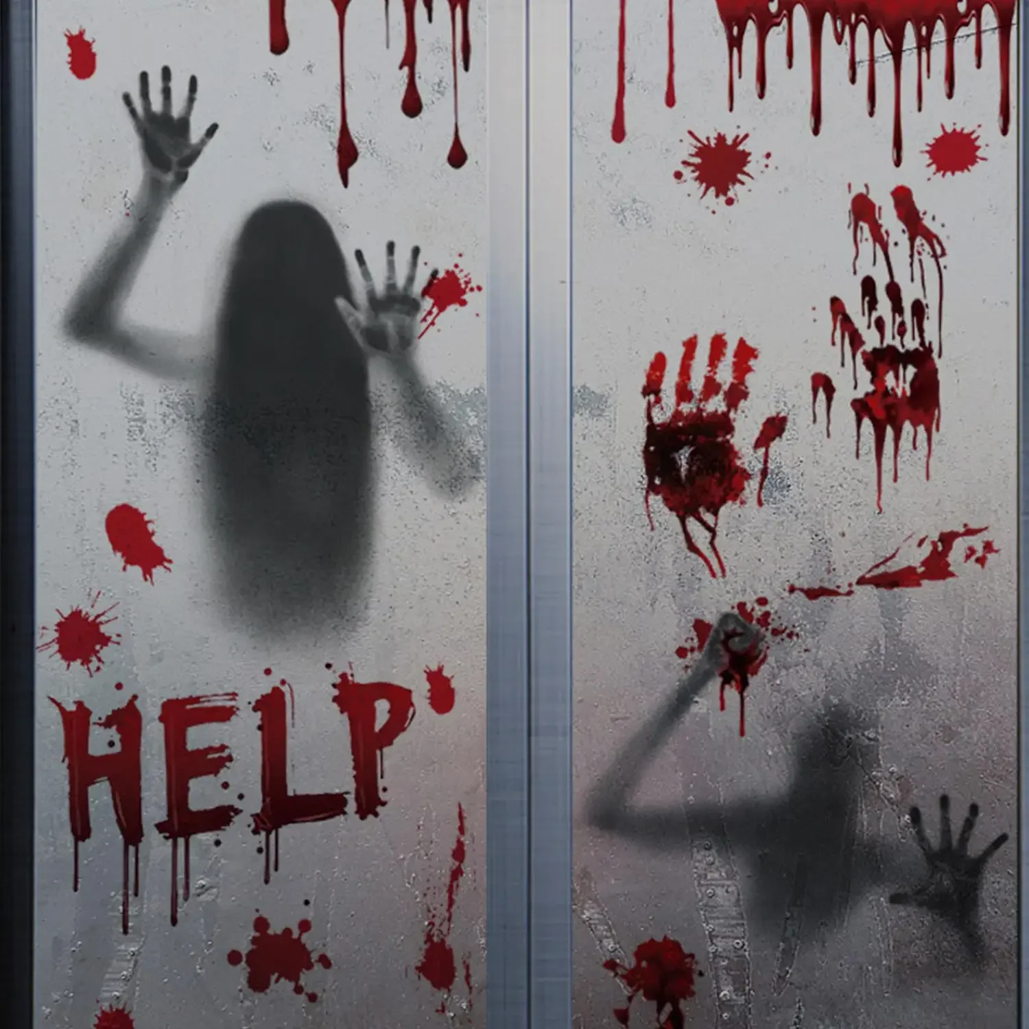 Halloween Horror Wall Decal Stickers Home Window Terror Bloody Handprint Ghostly Party Supplies