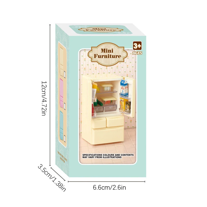 1:12 Dollhouse Miniature ตู้เย็นจําลองเครื่องใช้ภายในบ้านชุดของเล่นตกแต่งบ้านตุ๊กตาอุปกรณ์เสริม House