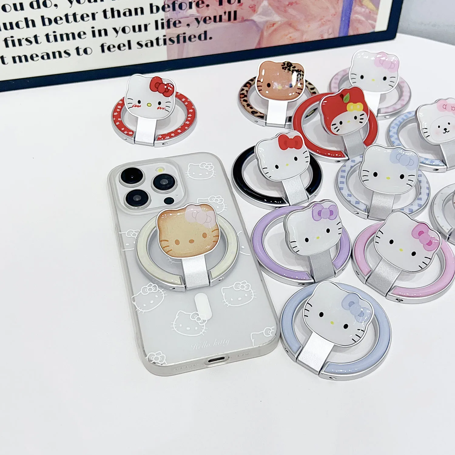 

Милый магнитный кронштейн Hello Kitty, подходит для iPhone, магнитный кронштейн для телефона, магнитный кронштейн для телефона, настольный кронштейн