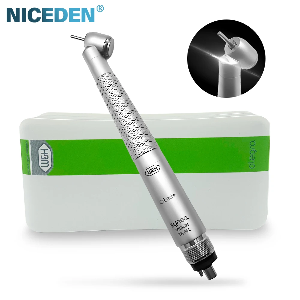 NICEDEN Dental 45 Degree Turbine High Speed  Handpiece Push Button Air Motor Handpiece 2 Hole 4 Hole Dental Equipment