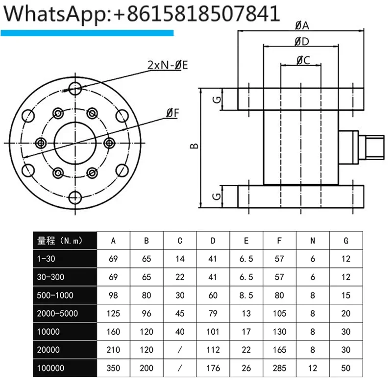 Double Flange Static Torque Sensor, Torque Tester Wrench Screw Lock Cylinder