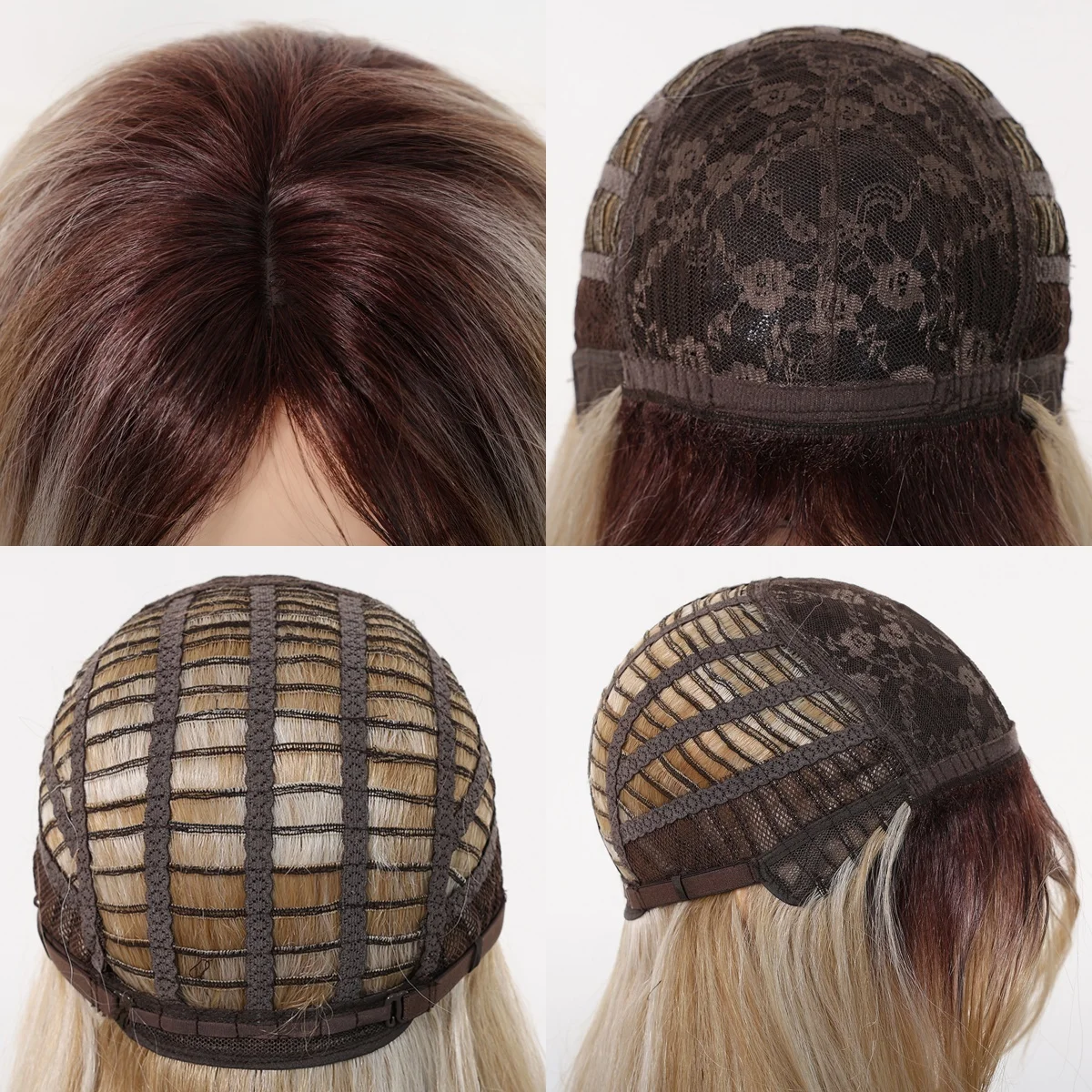 HENRY MARGU Blonde Ombre Synthetic Wigs for Women Long Body Wavy Wig with Bangs Daily Party Fiber Light Brown Wig Heat Resistant