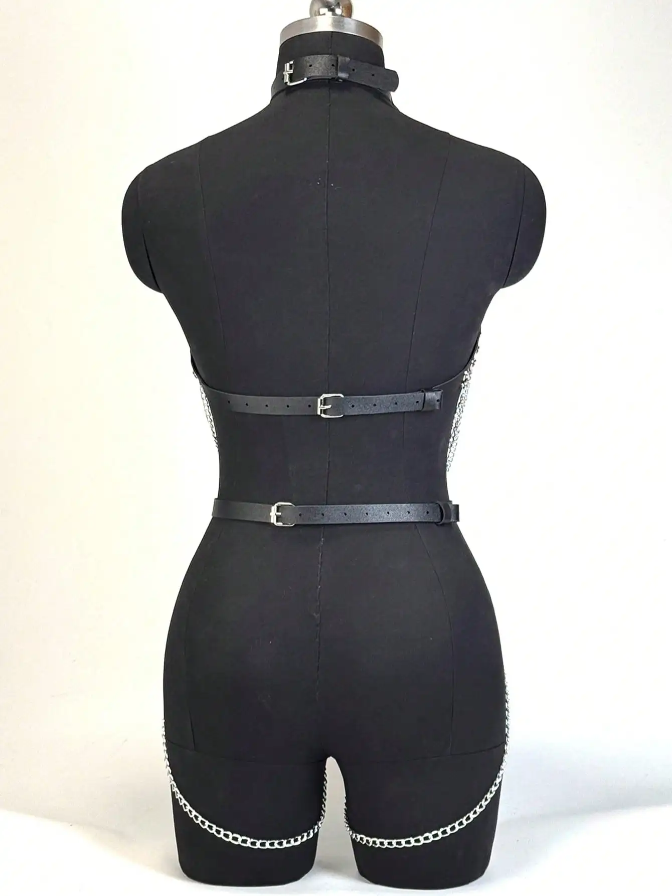 Women Trendy PU Leather Harness Belt Chain Body Decortive Garter Belt Accessories Gothic Punk Clothing Festival Outfit Accessory - view 4