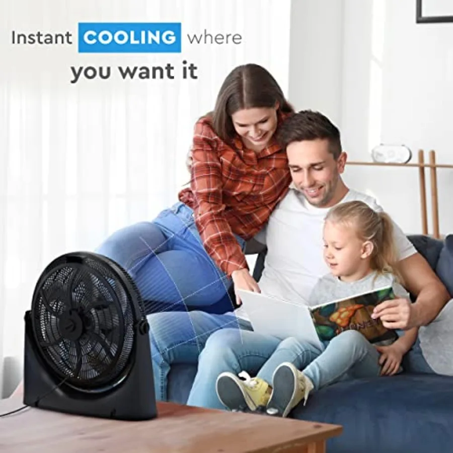 PowrCurve 20-Inch High-Velocity Floor Fan with Wall Mount, 3-Speed Fan with 180° Adjustable Tilt Powerful Cooling for Home, Bed view 6
