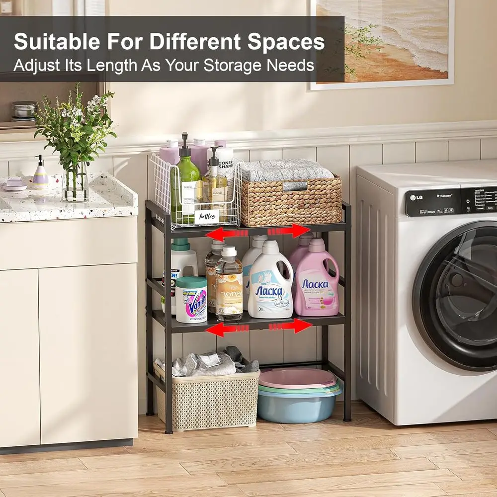 رف رف معدني عالي التحمل قابل للتعديل من طبقتين للمطبخ والمخزن والمرآب والغسيل - يحمل 300 رطلاً