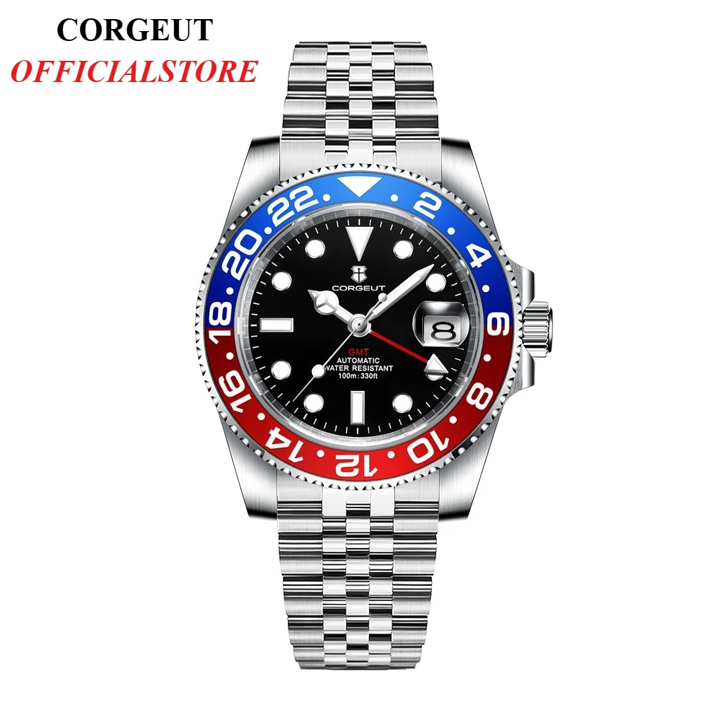 NH34 CORGEUT Luxus Herren Mechanische Uhr Edelstahl GMT Saphirglas Top-Marke Herren Armbanduhr Reloj Hombre