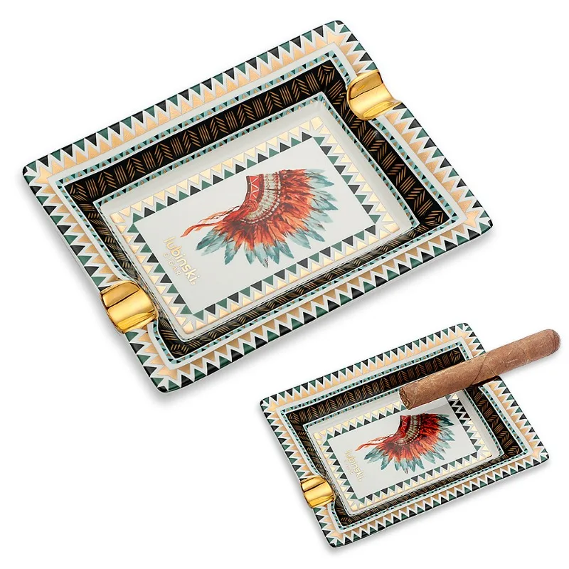 

Ceramic Cigar Ashtray Creative Personality Double Slot Portable Cigar Tank Home Office Ashtray