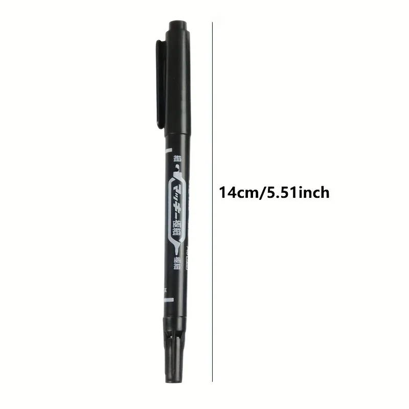 10pcs, Double-Head Black Oil-Based Markers, Suitable for Office Stationery and Professional Students, with Fine Tip Contour Pen