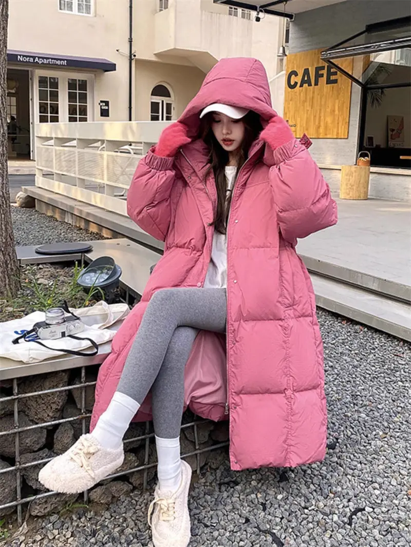 

Long Cotton Padded Jacket For Women's New Korean Version Loose Fitting 2023 Winter Bread Coat Casual Hooded Warm Overcoat Z2967