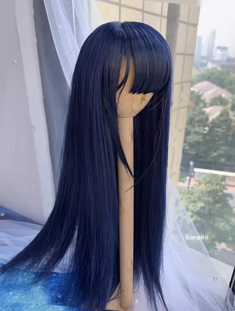 Hot Anime Role Cos Handmade Dark Blue Styling Hair 1/3 1/4 BJD Hair Wig Cosplay KN Gift