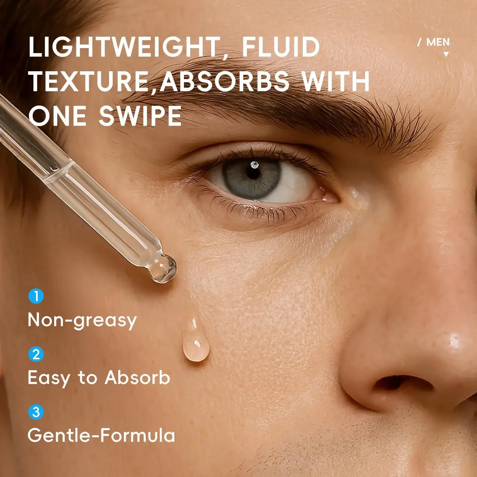 Men 30ml Hyaluronic Acid Serum Anti Aging Facial Essence Hydrating Oil Control Firming Brightens Skin Tone Daily Skincare
