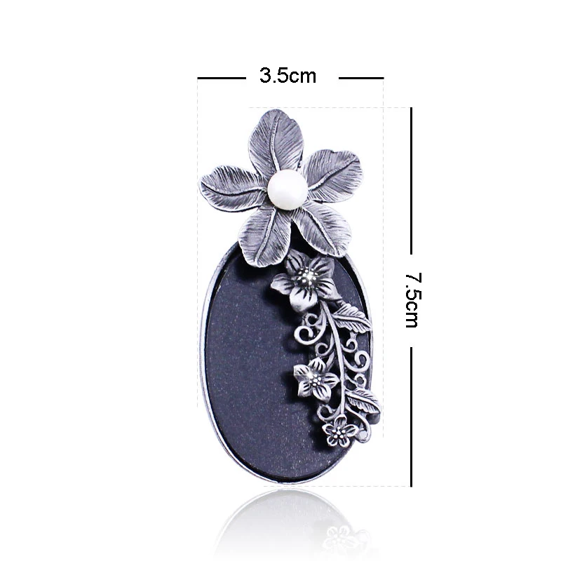 TANGTANG Vintage Brooch For Men And Women Simulated Pearl Brooch Retro Flower Butterfly Antique Black Brooch Pin Tin Alloy Metal