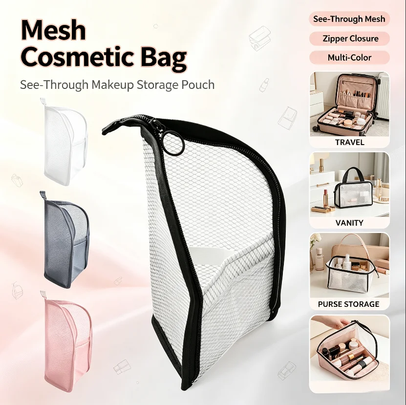 Waterproof Travel Makeup Bag Toiletry Bag with Compartments for Makeup Brushes Pens Toothbrush - Storage Organizer Pouch