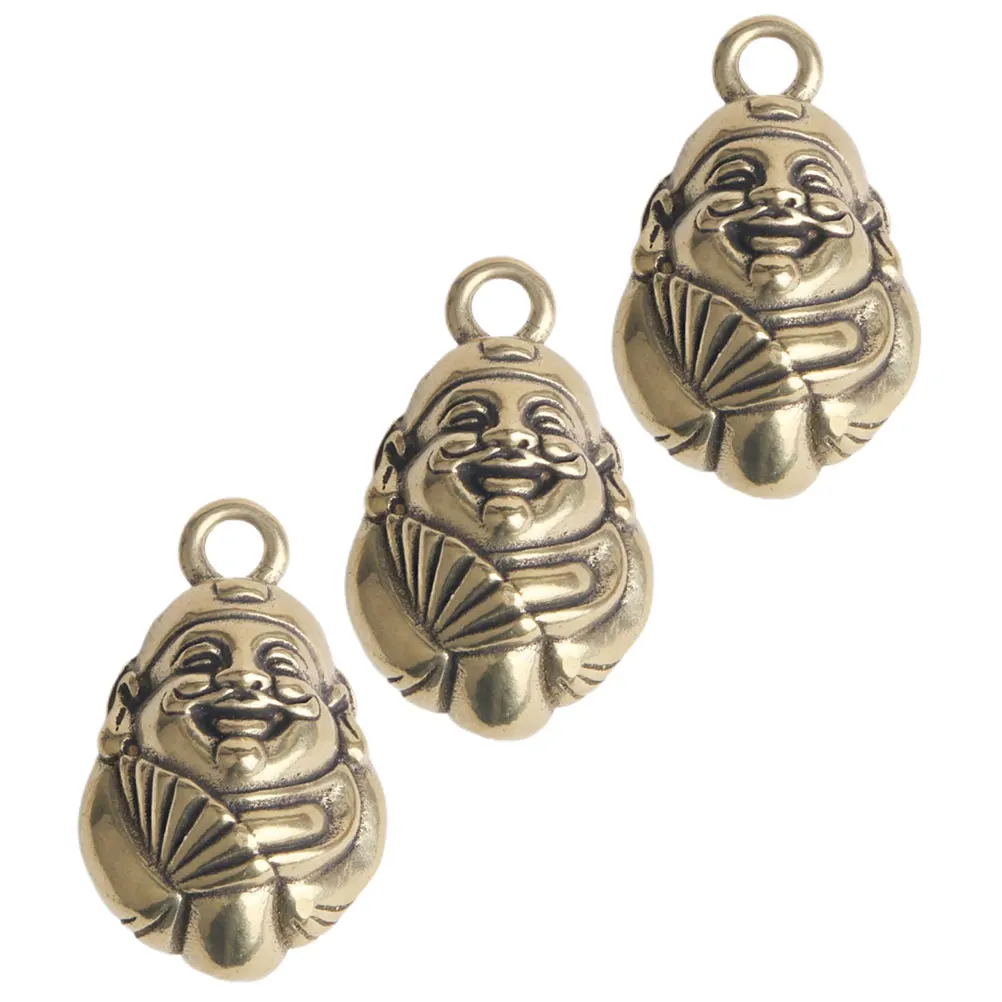 

3pcs Brass Keychain Pendant God Of Wealth Shape Diy Charm Key Ring Ornament Vintage Style Keychain Diy Pendant Desktop Craft Key
