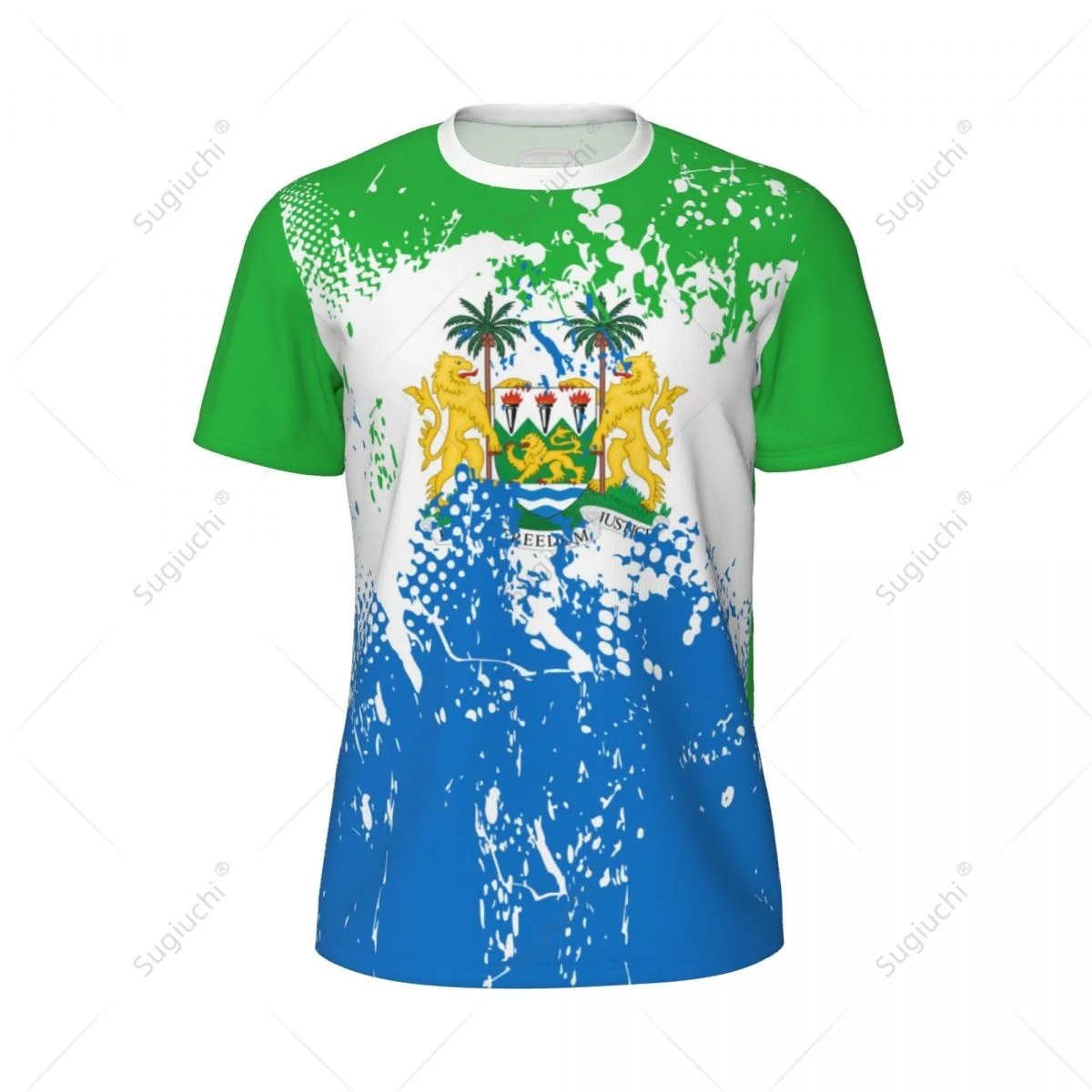 Exclusive design Sierra Leone Flag Grain 3D Printed Men For Running Bike Soccer Tennis Fitness Sports tshirt Mesh Short T-shirt