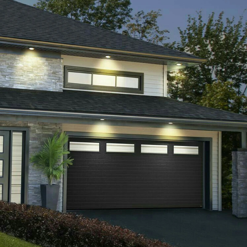 Modern Hurricane Resistant Garage Door Black Mirror Glass Windows Automatic Heat Insulated Tempered Glass Garage Door With Motor