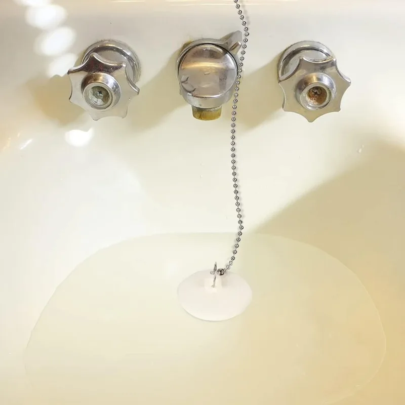 1pc Rubber Bathtub Stoppers Drain Plug with Stainless Steel Beaded Chain,Plug Fit for 1.5