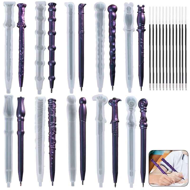 DIY Crystal Epoxy Resin Mold Irregular Shape Magic Wand Ballpoint Pen Silicone Mold Handmade Crafts Tool Resin Casting Molds