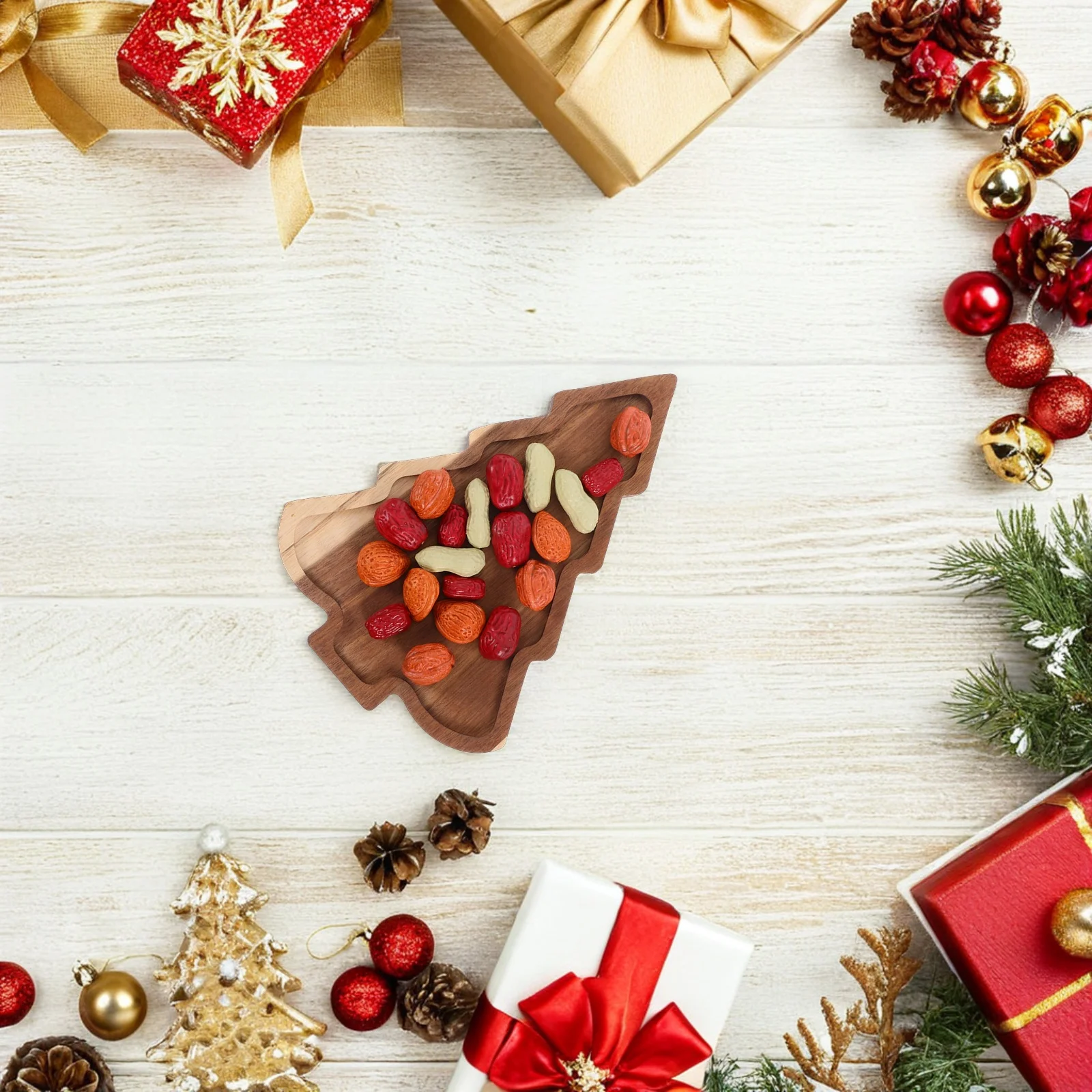 

Wooden Christmas Tree Platter Seasonal Holiday Serving Board Snack Tray Appetizer Dessert Tray Festive Christmas Party Decor