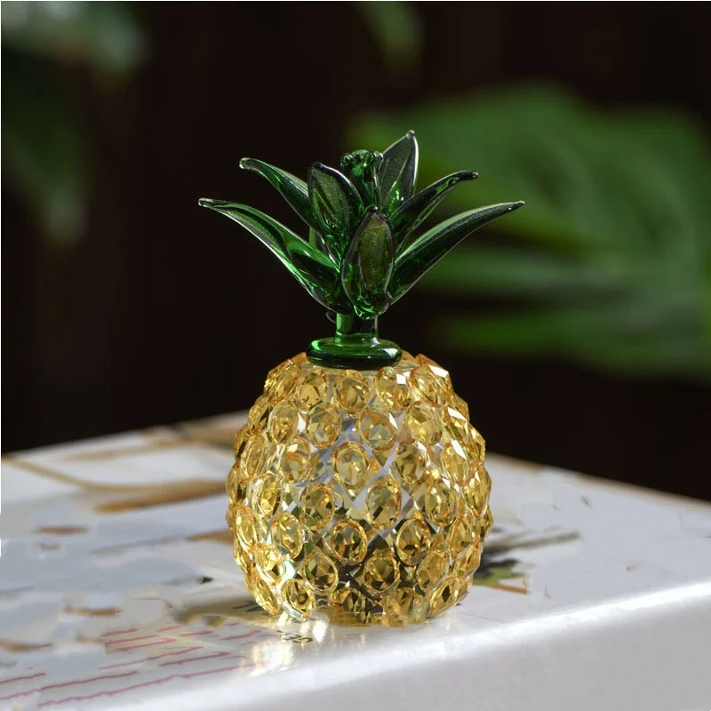 Clear Crystal mini Pineapple Figurine Glass Fruit Sculpture Home Office Desk Decor Good Luck Gift Creative Home Decor