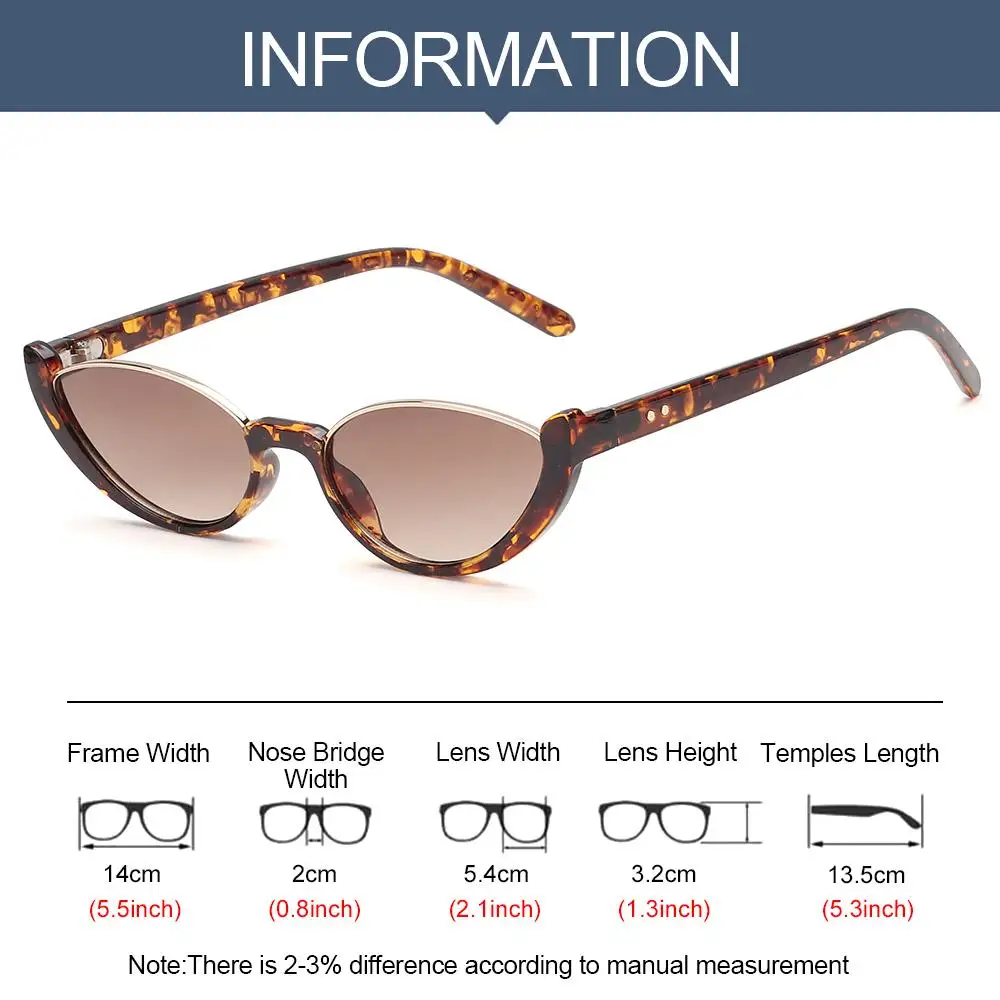 Okulary przeciwsłoneczne damskie w stylu vintage, małe kocie oko, modne półramkowe okulary, modne okulary przeciwsłoneczne.