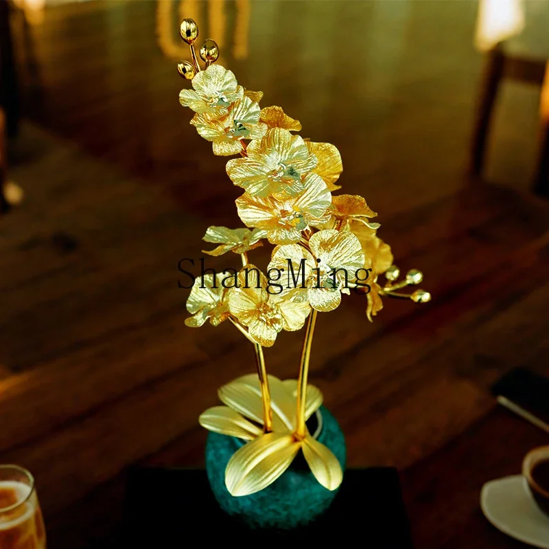 DSA Genuine Orchid Gold Leaf Ornament Potted Orchid Leaf Butterfly High-End New Year Gift Business Gift