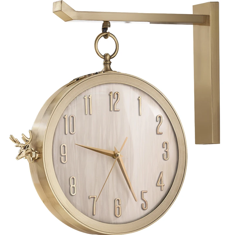 Modern simple double-sided wall clock Home living room Nordic double-sided clock Chinese quartz clock Creative fashion silent cl