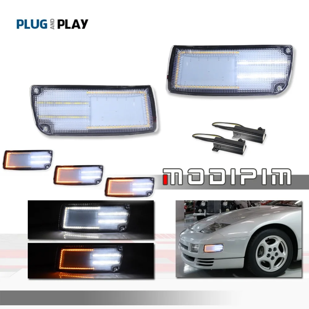 

Двухцветный светодиодный передний бампер, последовательные указатели поворота, мигающие огни DRL, парковочные/дарочные огни для Nissan 300ZX Z Z32 1990-1996 гг.