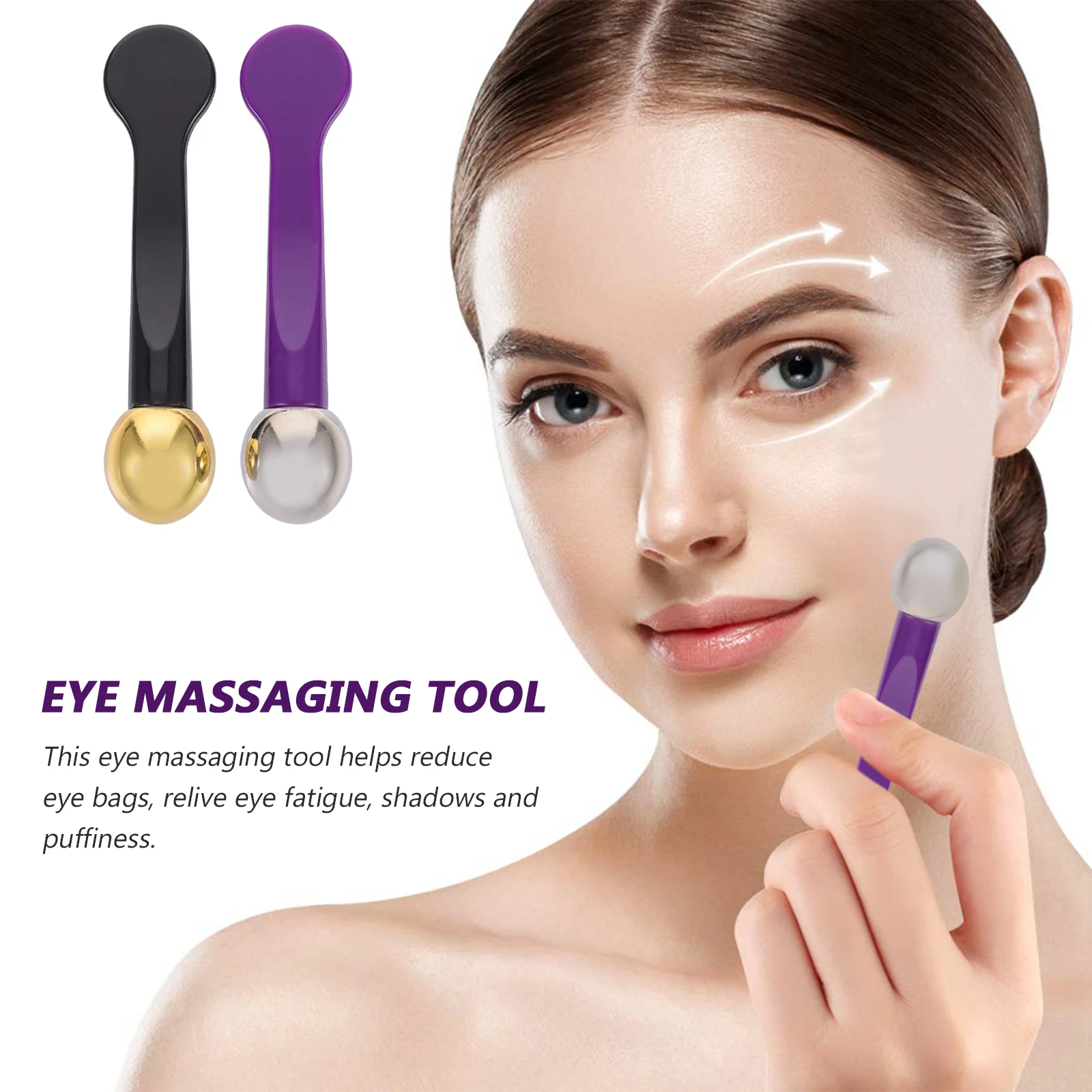 

2pcs Eye Cream Spoon Massager Portable Zinc Alloy Plastic Skin Care Tools For Facial Roller Anti Aging Household Use Applicator