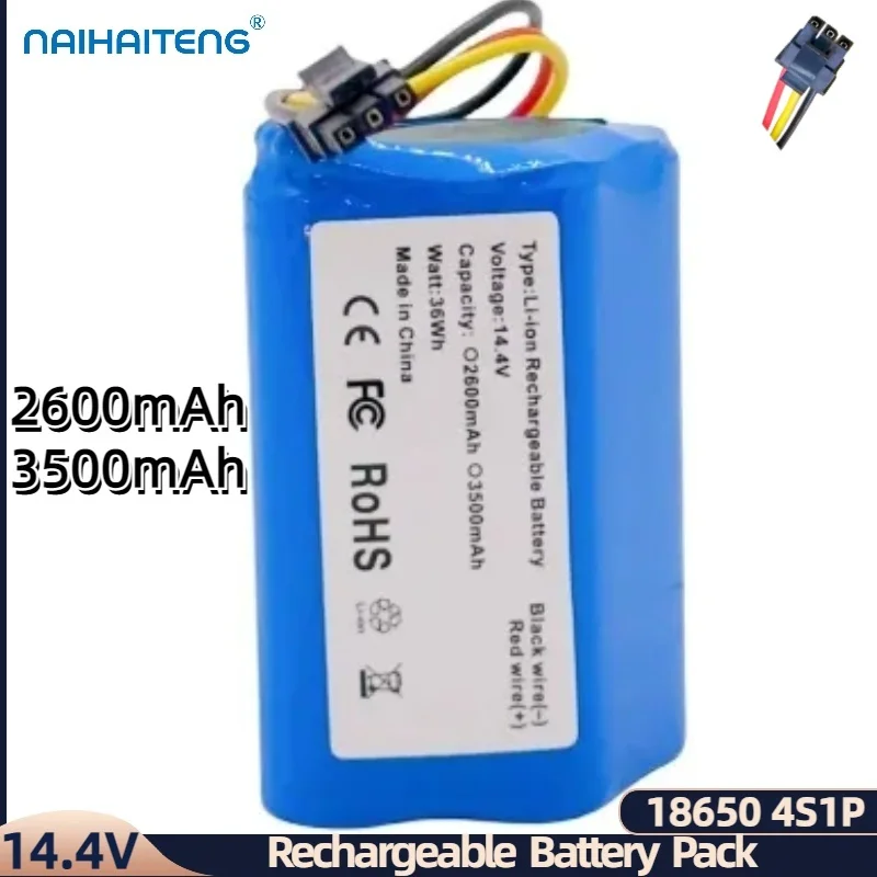 14.4V 14.8V 2600mAh 3500mAh Cylindrical Rechargeable Battery Pack For Sweeping Robot Haier Pathfinder T5 Series Small 5 T520 Etc